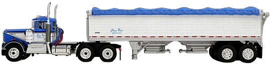 DCP - 60-2284 Shupe Bros. Trucking - Kenworth W-900A day cab  with tandem-axle 34’ Wilson Pacesetter hopper bottom grain trailer