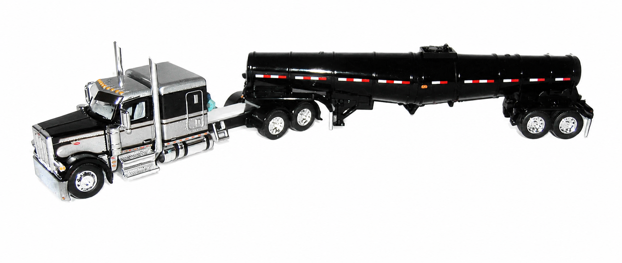 DCP 60-2262 - Black & Silver Peterbilt 589 with Black Center-Drop Trailer