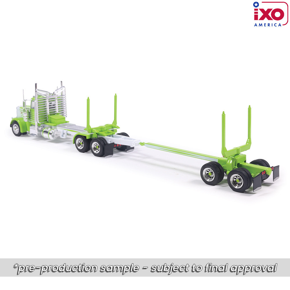 Pre-order, depost only - ixo - 1:64 Peterbilt Model 379 Pacific style logging truck - lime & white