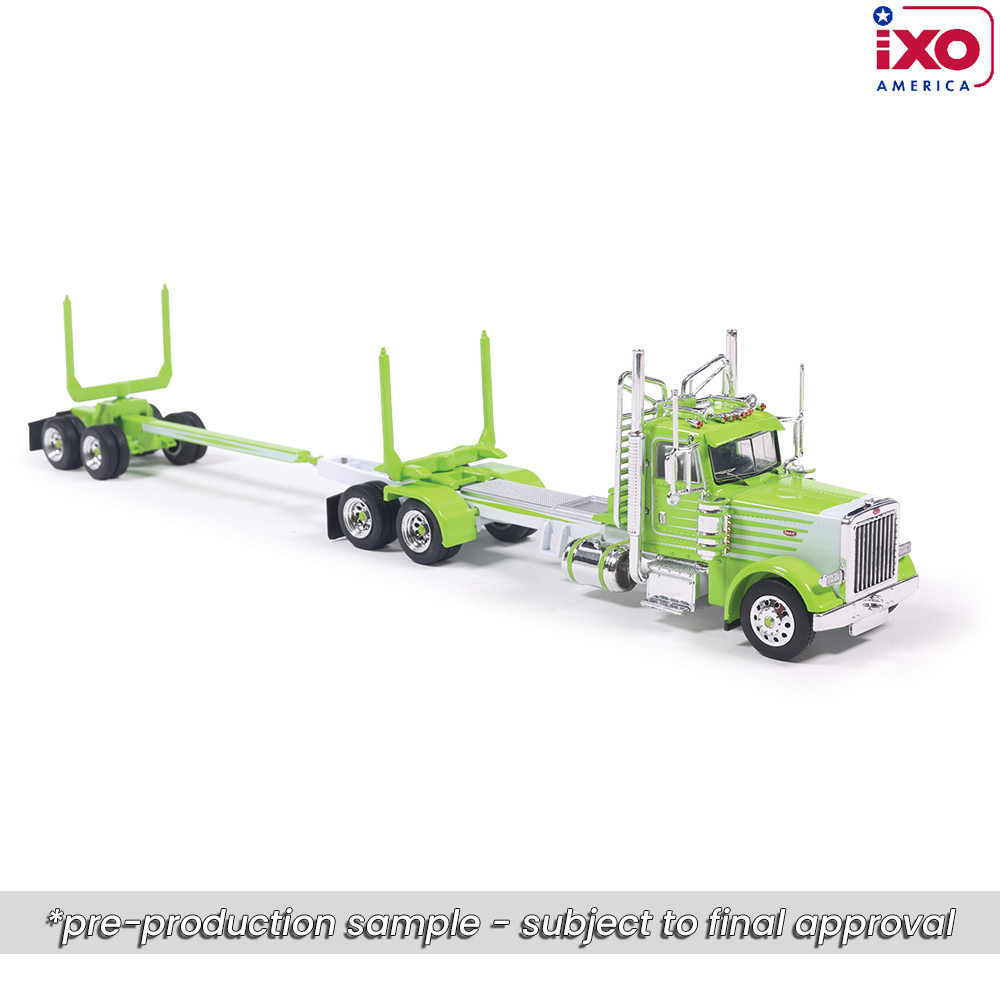 Pre-order, depost only - ixo - 1:64 Peterbilt Model 379 Pacific style logging truck - lime & white