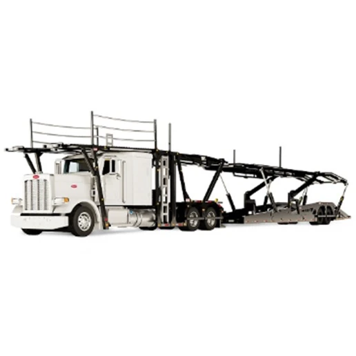 Pre-order, deposit only - 60-2318 - DCP -  White & Black - 1/64 Peterbilt 389 Semi Truck with Boydstun 9106-48EZ Car Carrier Trailer