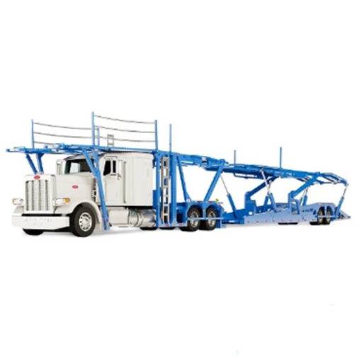 Pre-order, deposit only - 60-2320 - DCP -  White & Blue - 1/64 Peterbilt 389 Semi Truck with Boydstun 9106-48EZ Car Carrier Trailer
