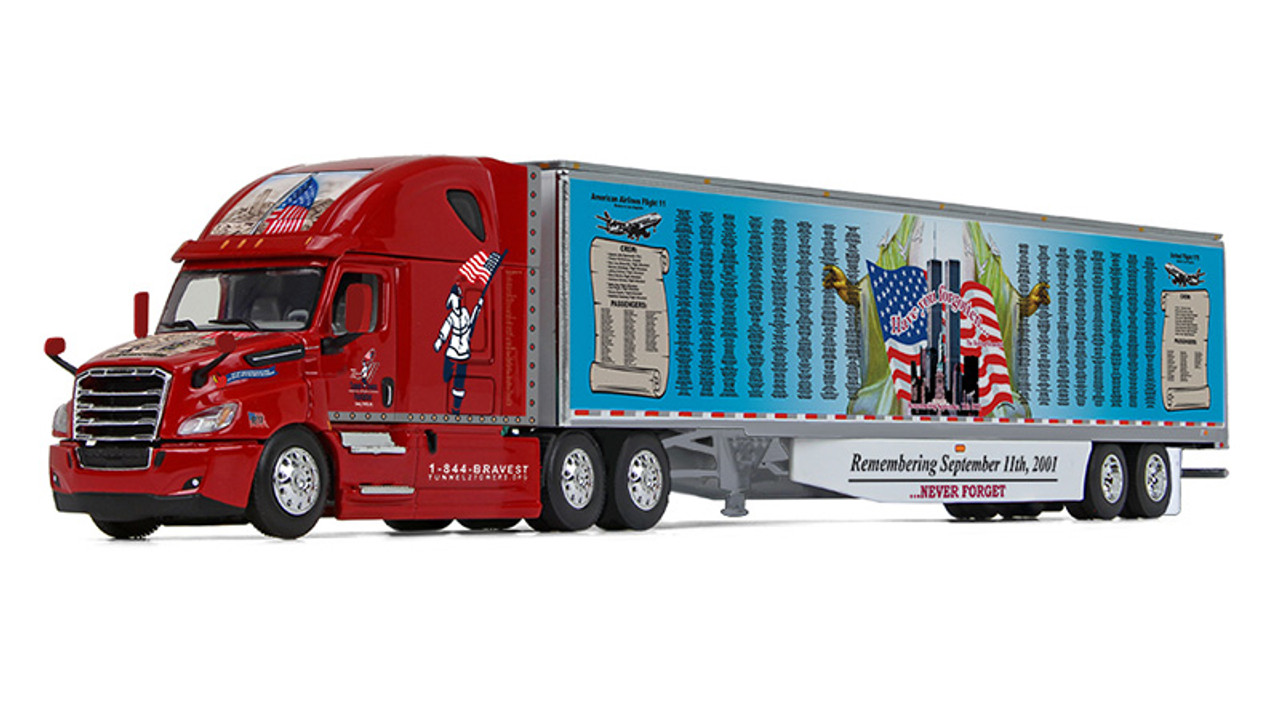 911 Rolling Memorial 2021 - Freightliner 2018 Cascadia with High Roof  Sleeper and 53' Utility Refrigerated Trailer with Skirts