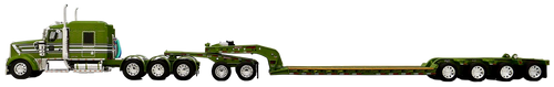 Pre-order, deposit only - 60-1700  Green Kenworth W900L Tri Axle with 310” frame and Fontaine Magnitude lowboy with jeep and flip axle.