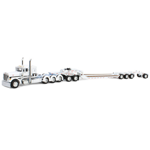 DCP 60-2014 - 1/64 White, Black & Light Blue  Peterbilt 379 with Fontaine Magnitude Lowboy, Jeep & Stinger