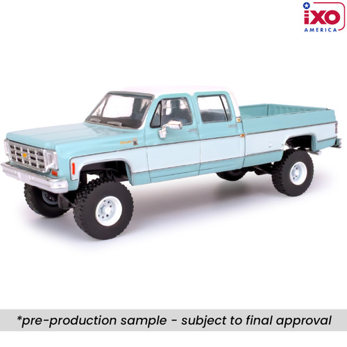 Pre-order, deposit only - IXO Model 1:64 1978 Chevrolet Silverado K30 Crew Cab Fleetside Lifted -Blue with White – Limited Edition