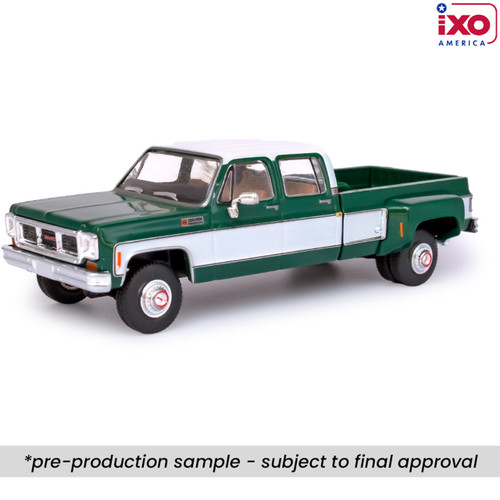 Pre-order, deposit only - 1/64 ixo 1973 GMC Sierra Grande 3500 Crew Cab Dually - Glenwood Green and Frost White – Limited Edition