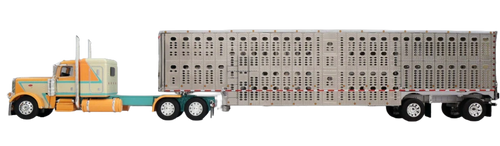 DCP 60-2245 Peach/Teal Peterbilt w/ Wilson Livestock Trailer