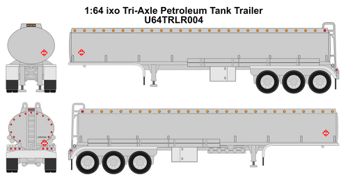 Pre-order, deposit only - 1:64 Tridem Tanker Trailer - Silver