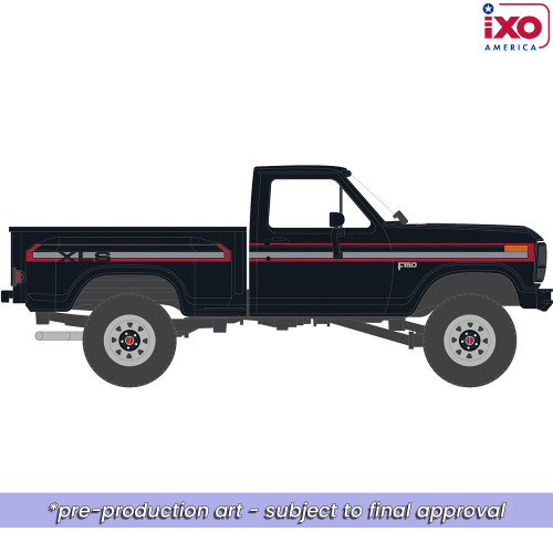 Pre-order, deposit only - 1:64 1983 Ford F-150 XLS Flareside 4x4 - Raven Black