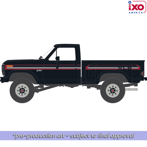 Pre-order, deposit only - 1:64 1983 Ford F-150 XLS Flareside 4x4 - Raven Black