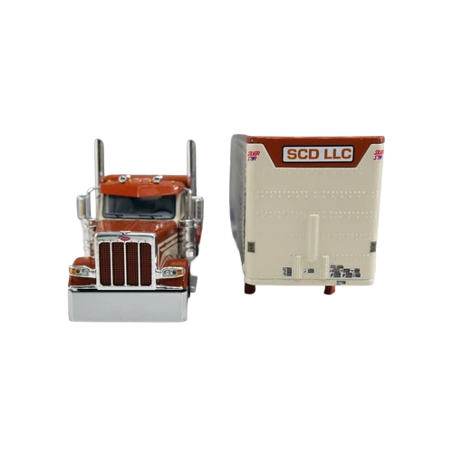 Pre-order, deposit only - 60-2221 - SCD 1:64th scale Peterbilt 589 63" Flat Top Sleeper Tractor w Wilson Silverstar Livestock Spread Axle Trailer.