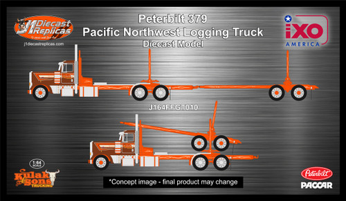 Pre-order, deposit only - ixo - Kulak 6  - 1:64 Scale Peterbilt Model 379 Pacific Style Logging Truck