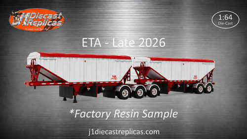 Pre-order, deposit only - J1 - red & White - 1:64 B-Train Grain Trailer Set