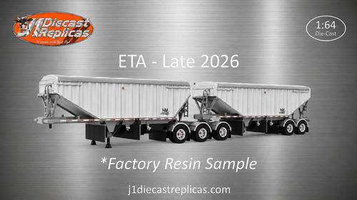 Pre-order, deposit only - J1 - Silver & White - 1:64 B-Train Grain Trailer Set