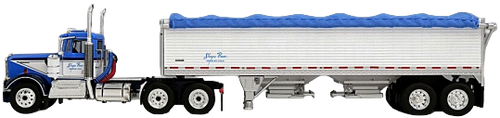 DCP - 60-2284 Shupe Bros. Trucking - Kenworth W-900A day cab  with tandem-axle 34’ Wilson Pacesetter hopper bottom grain trailer