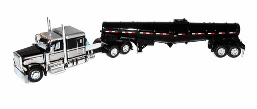 DCP 60-2262 - Black & Silver Peterbilt 589 with Black Center-Drop Trailer