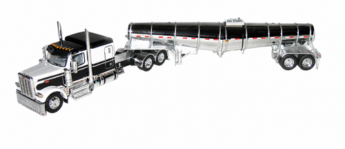 DCP 60-2264 - Black & White Peterbilt 589 with Chrome Center-Drop Trailer