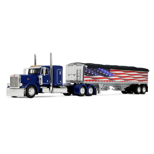 DCP - 69-2366 Peterbilt Model 379 with Grain Trailer - Blue/Flag
