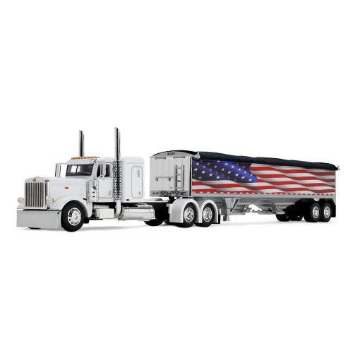 DCP - 69-2368 Peterbilt Model 379 with Grain Trailer - White/Flag