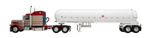 Pre-order, deposit only - 60-2364 a Mocha pearl and Heil red Peterbilt 389 with a 63 inch sleeper  and a Mississippi LP tanker