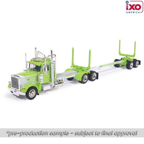 Pre-order, depost only - ixo - 1:64 Peterbilt Model 379 Pacific style logging truck - lime & white