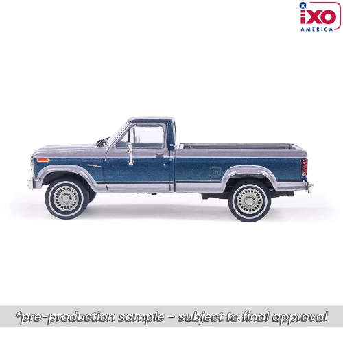 Pre-order, deposit only - 1:64 1980 F-150 Ranger XLT Short Bed - Silver Metallic & Midnight Blue Metallic Combination Tu-Tone