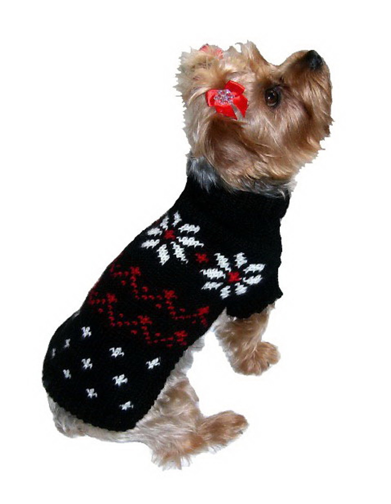 Black Fair Isle Snowflake Dog Sweater