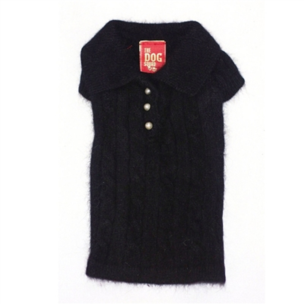 Preppy Angora Blend Polo, Black