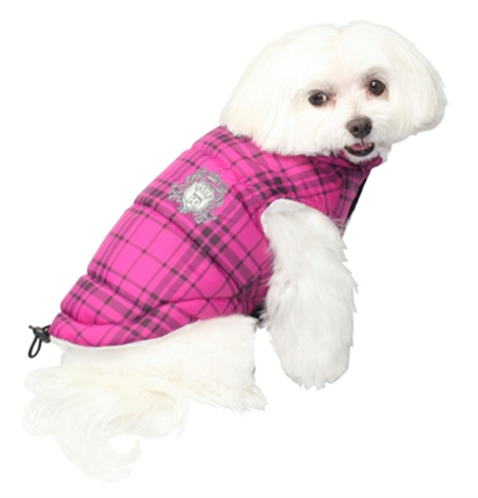 Plaid Sherling Puffer Vest - Pink