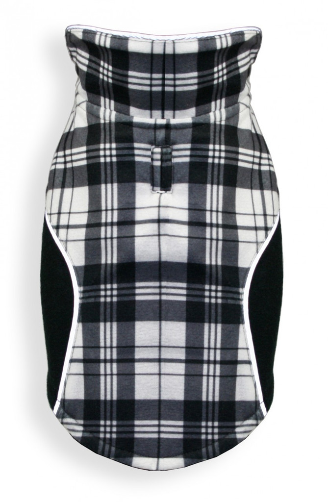 Reversible Polar Fleece Wrap Coat - Black Plaid