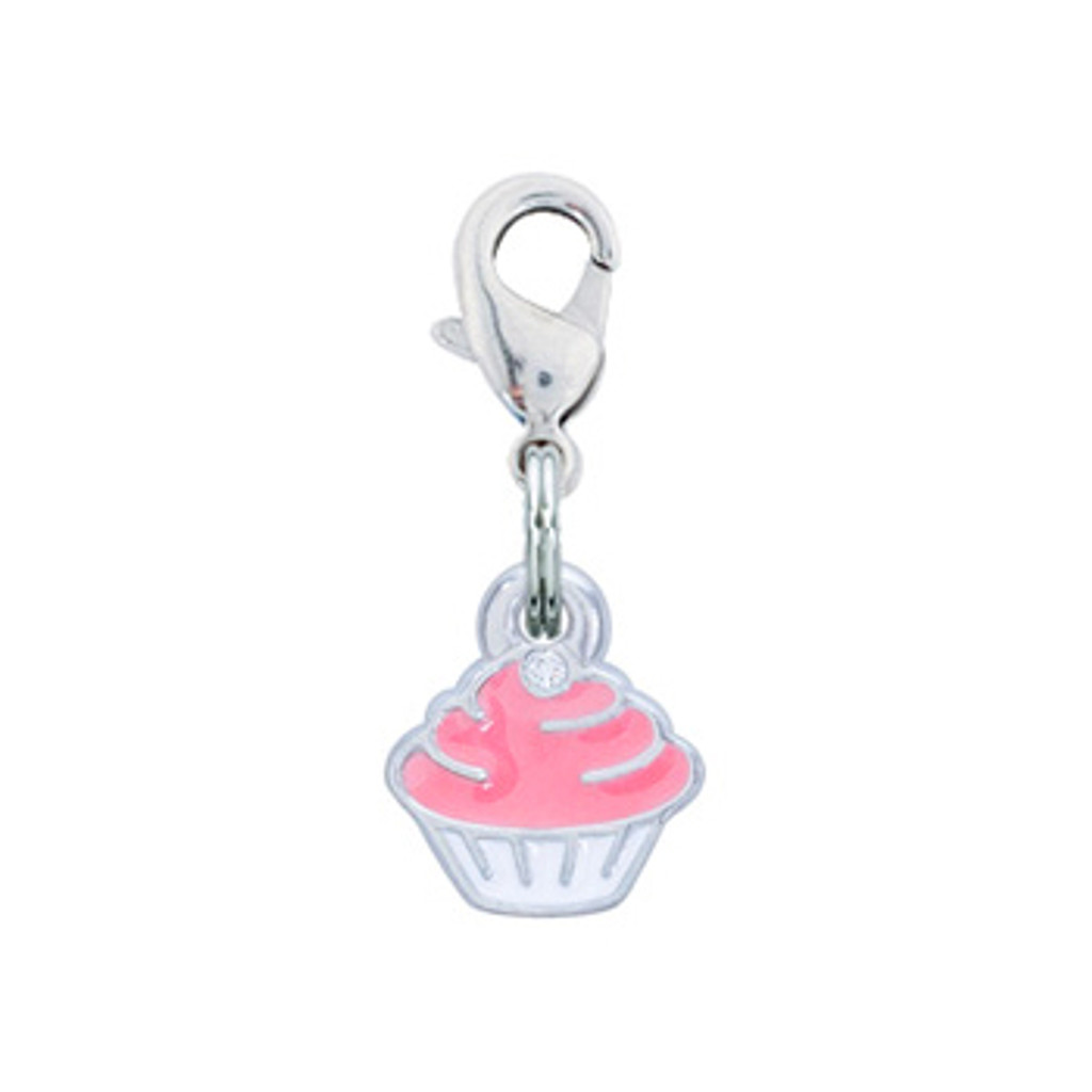 Rockin Doggie Pink Crystal Cupcake Dog Charm