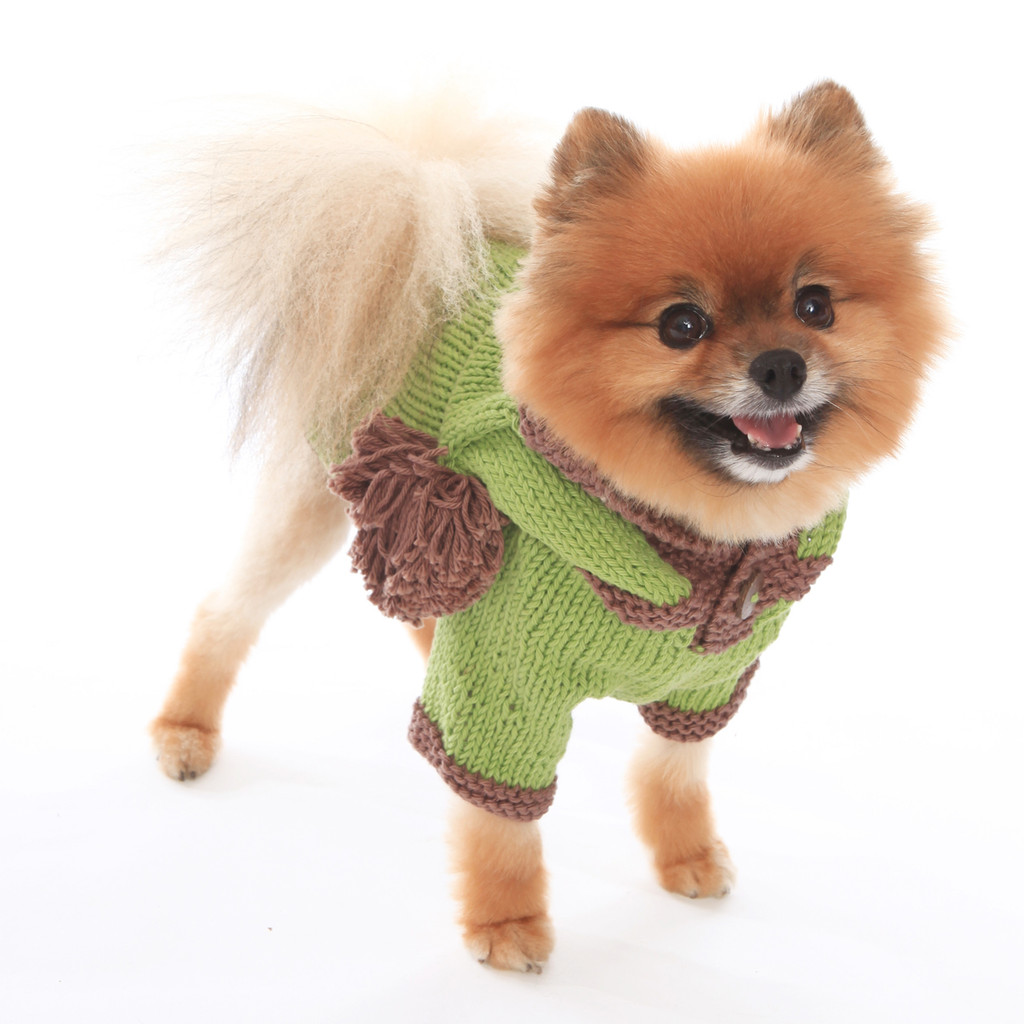 The Taylor - Green Hand Knit Dog Hoodie