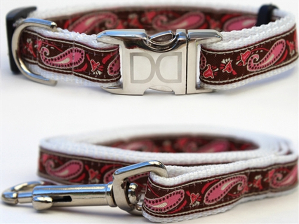 "Boho" Pink & Chocolate Paisley Collection - All Metal Buckles