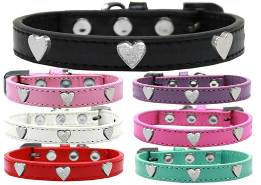 Silver Heart Widget Dog Collar