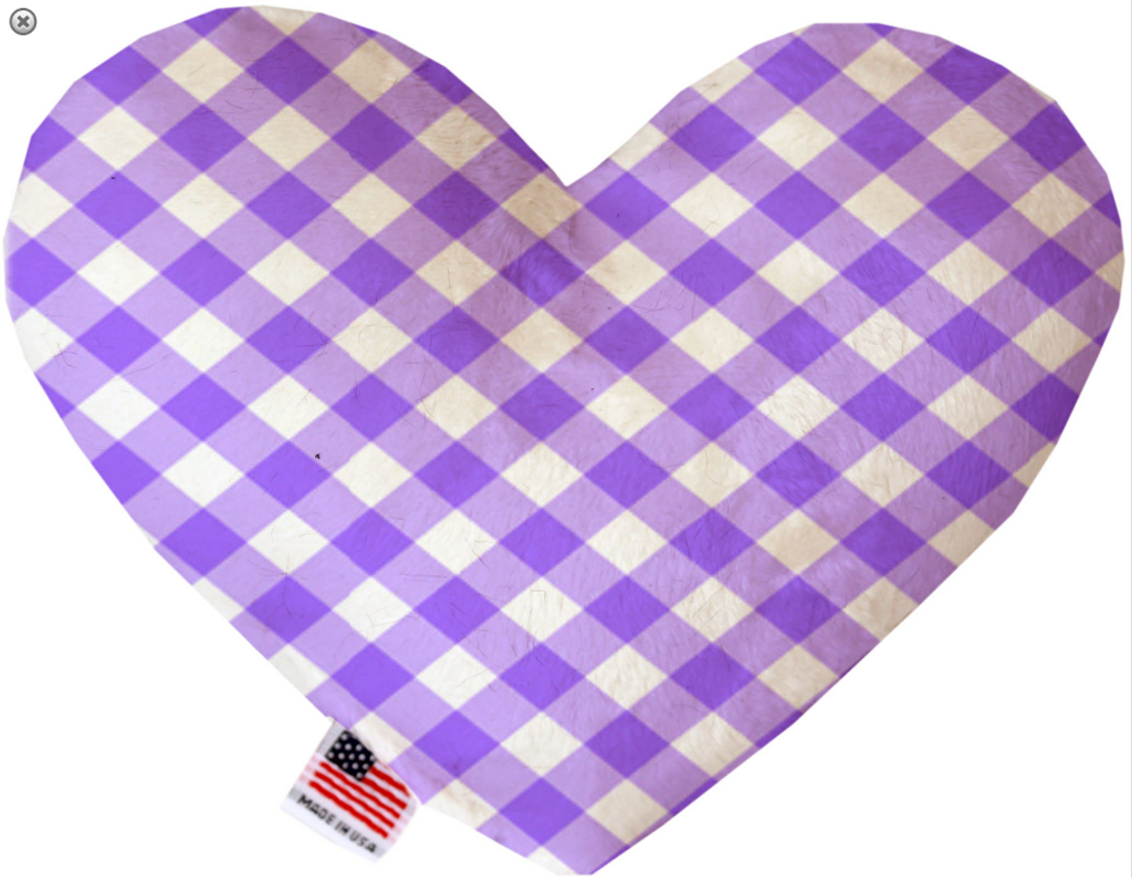 Purple Plaid Heart Dog Toy