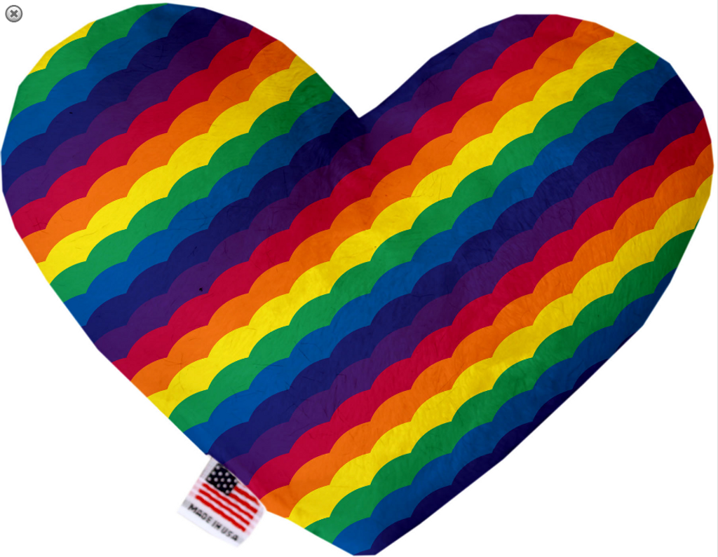 Scalloped Rainbow Heart Dog Toy