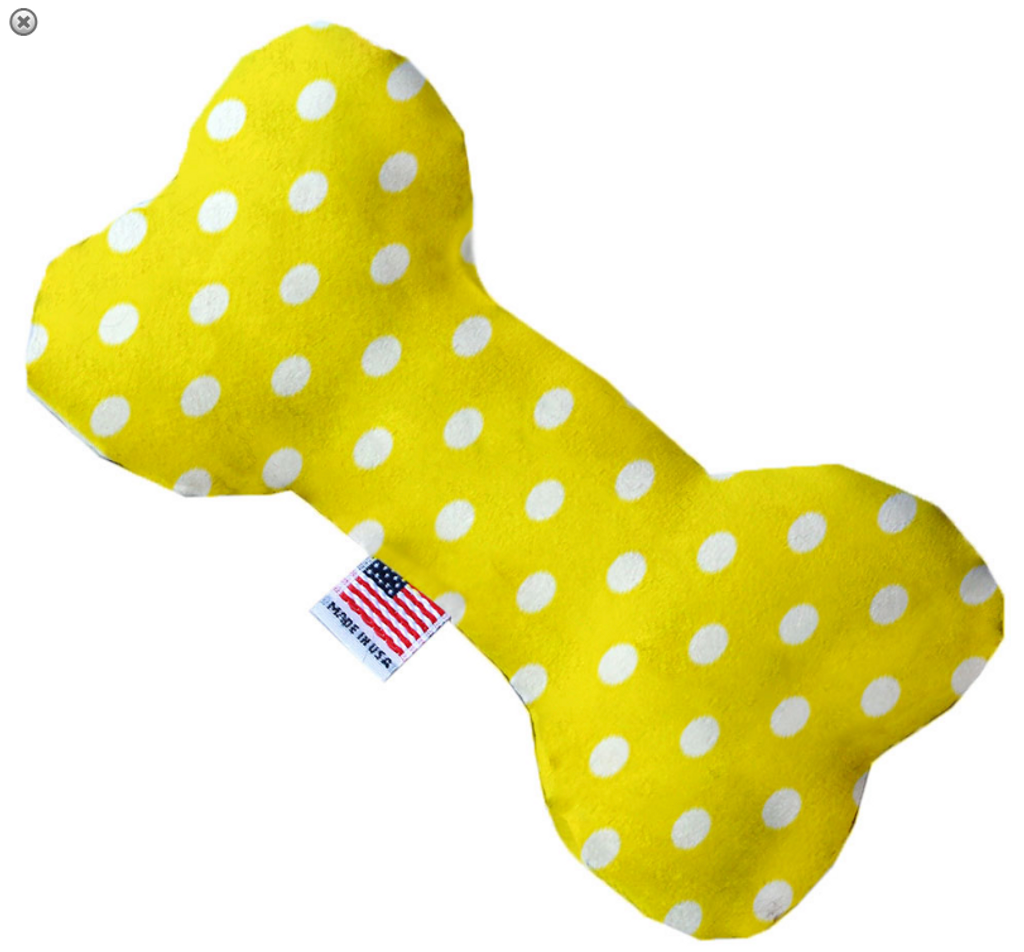 Yellow Polka Dots Bone Dog Toy