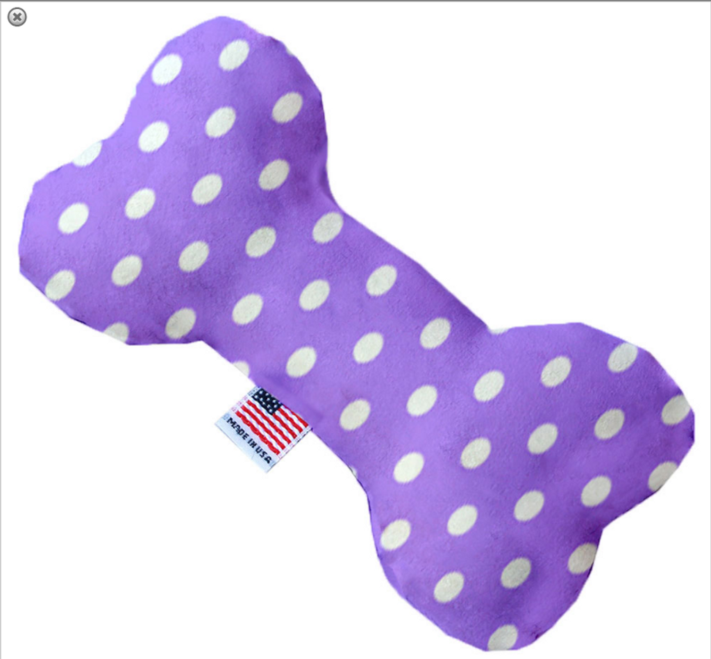 Purple Polka Dots Bone Dog Toy