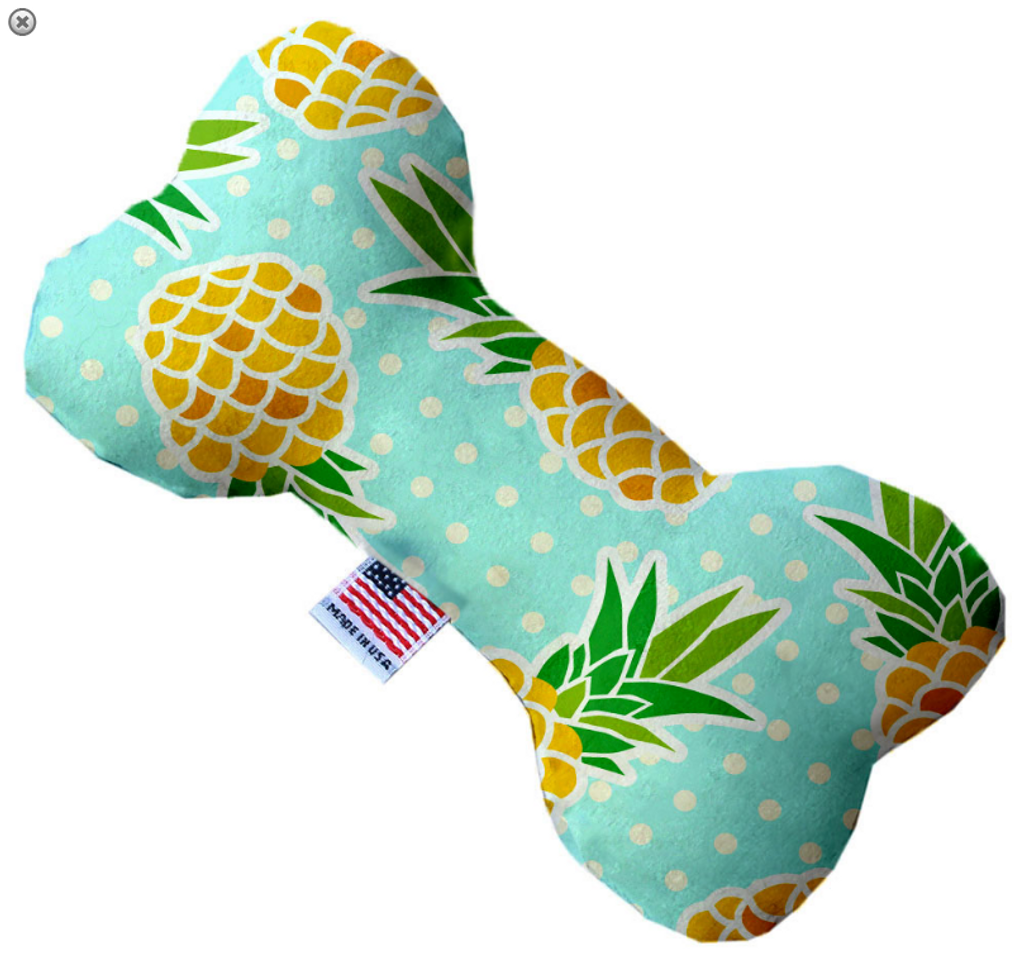 Pineapples and Polka Dots Bone Dog Toy