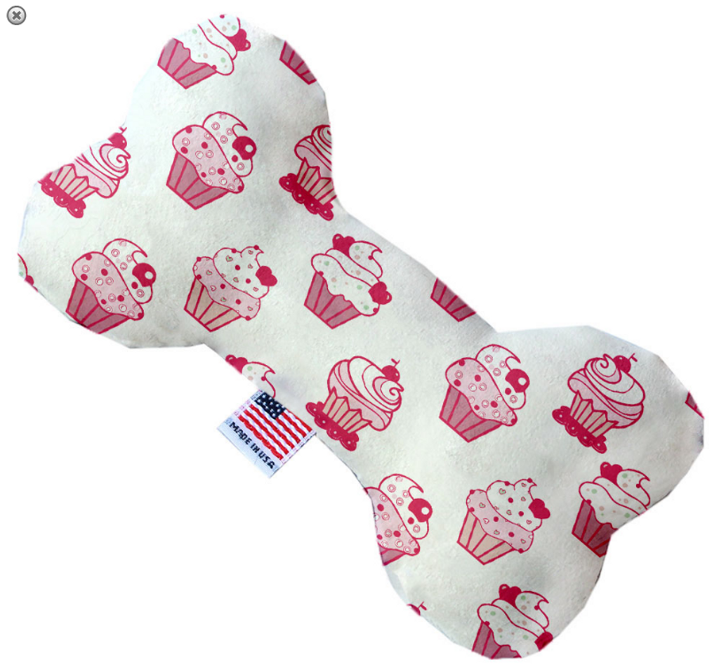 Pink Whimsy Cupcakes Bone Dog Toy
