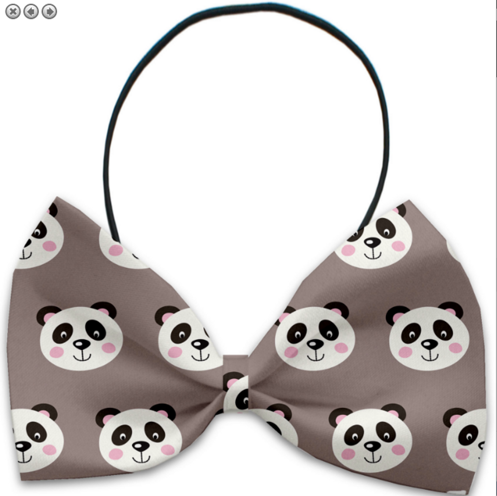 Grey Pandas Pet Bow Tie