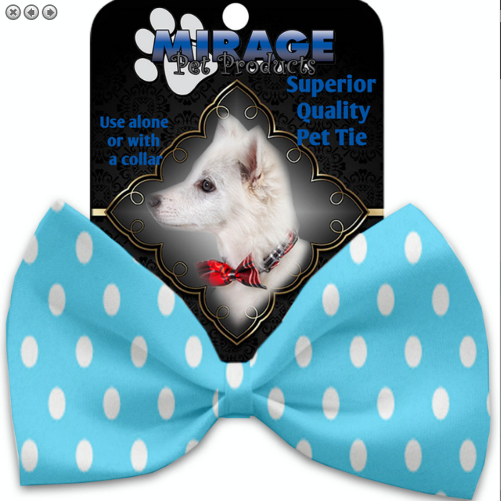 Aqua Polka Dots Pet Bow Tie