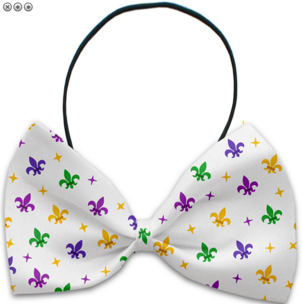 Confetti Fleur de Lis Mardi Gras Pet Bow Tie