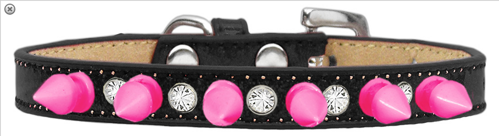 Ice Cream Crystal and Bright Pink Spikes Dog Collar