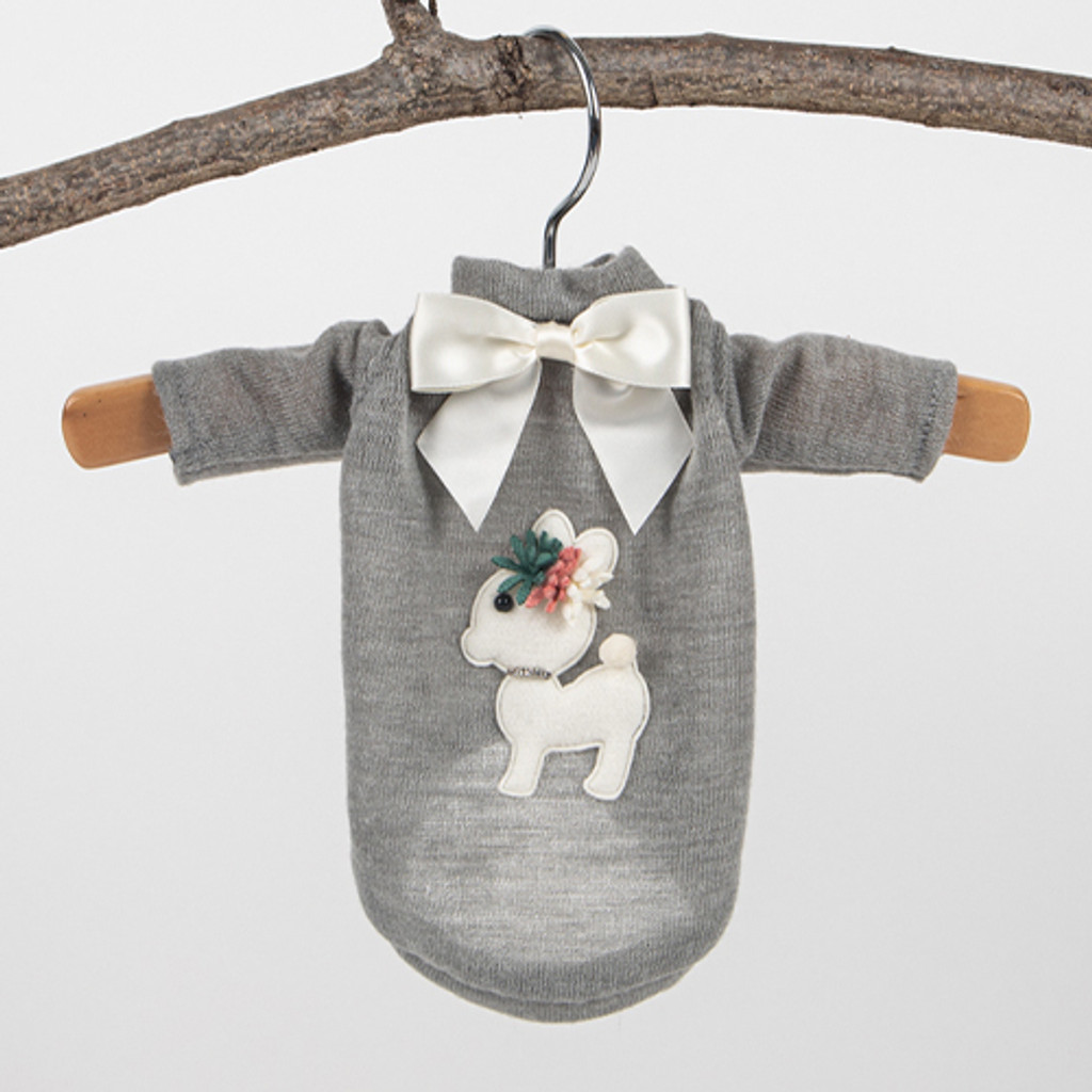 Baby Deer Dog Sweater: Grey