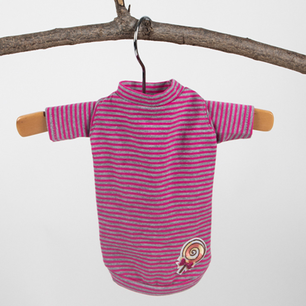 Candy Striped Dog Tee: Fuchsia