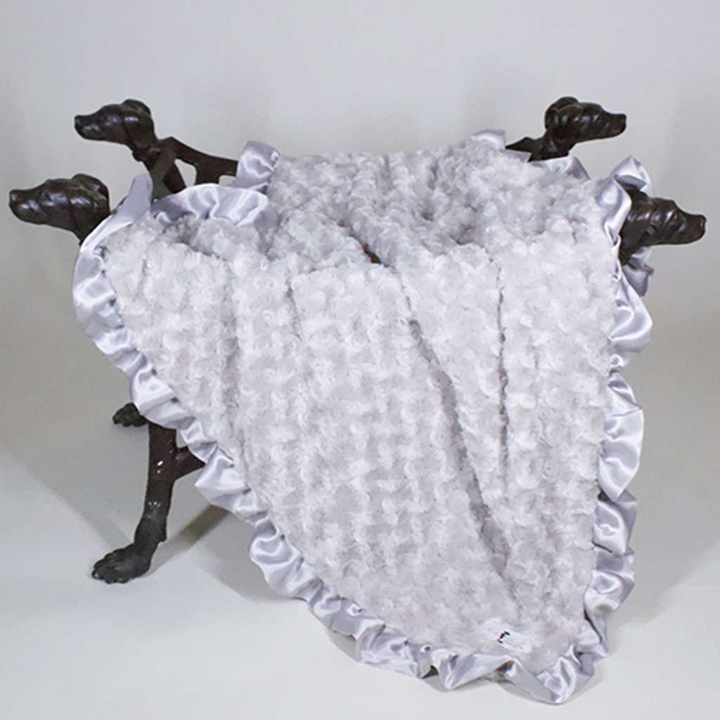 Baby Ruffle Dog Blanket: Silver