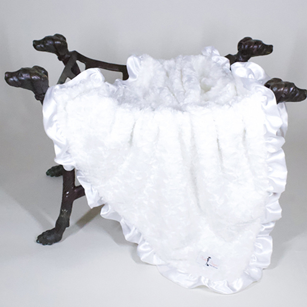 Baby Ruffle Dog Blanket: White