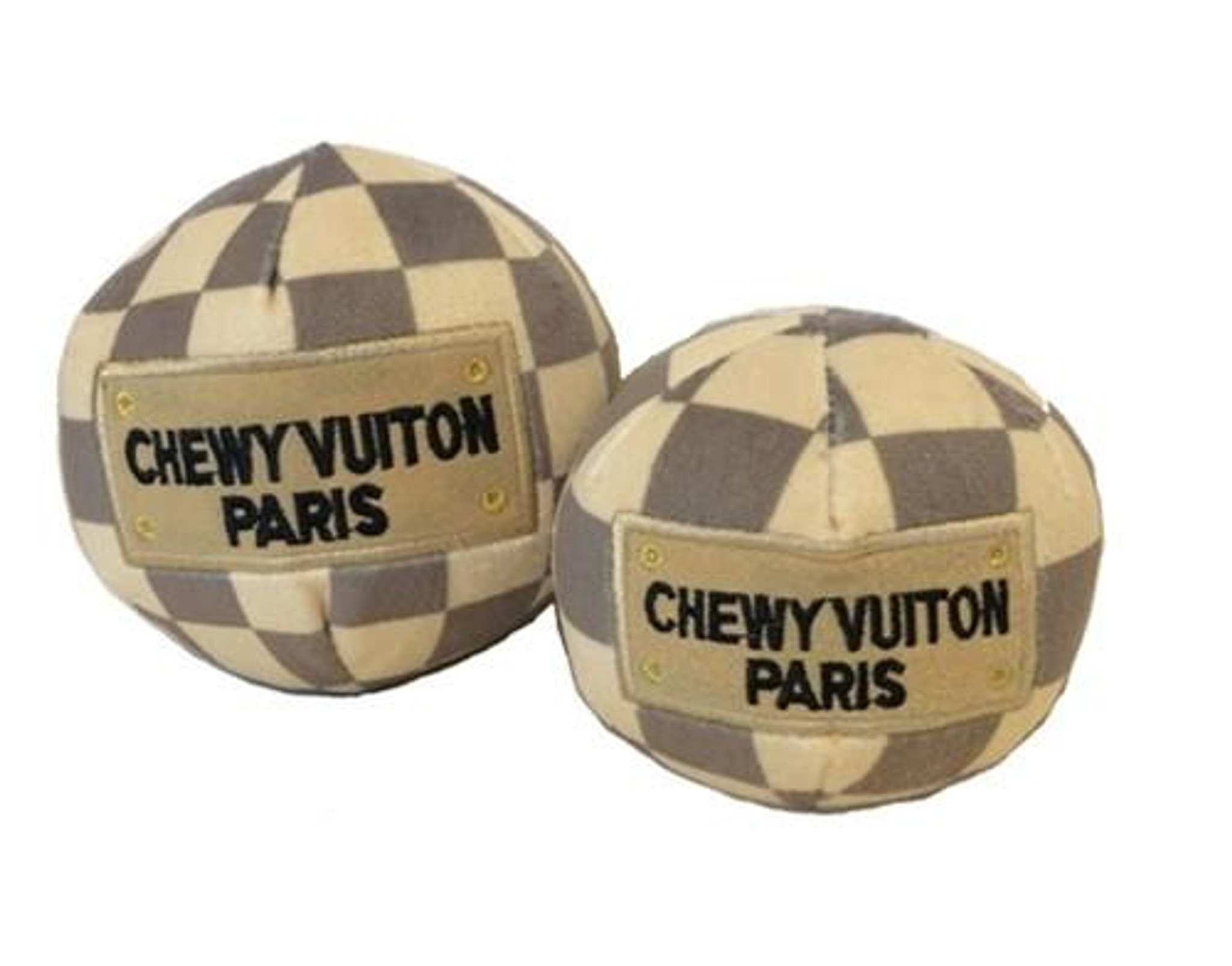 Chewy Vuiton Chic: Parody Designer Plush Dog Toys for Stylish Pups